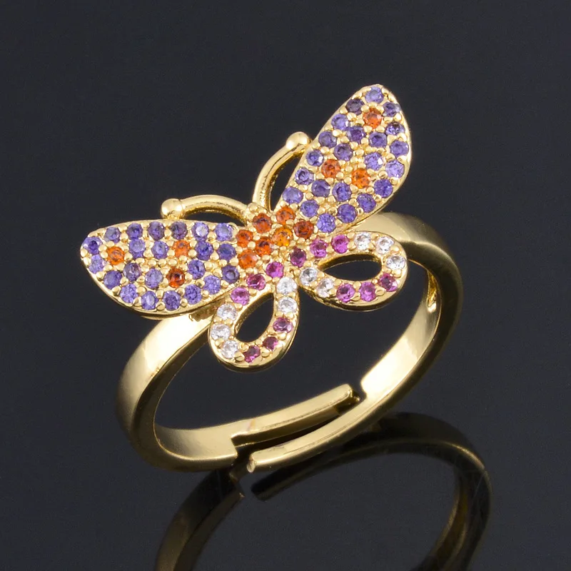 Best Selling Multi Color Micro Pave CZ Butterfly Rings Colorful Crystal Rhinestone Butterfly Adjustable Rings For Women
Best Selling Multi Color Micro Pave CZ Butterfly Rings Colorful Crystal Rhinestone Butterfly Adjustable Rings For Women