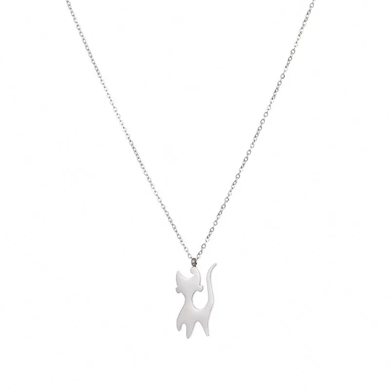 Hot Sale Cute Design Animal Series Steel Color Gold Plated Stainless Steel Cat Pendant Necklace
Hot Sale Cute Design Animal Series Steel Color Gold Plated Stainless Steel Cat Pendant Necklace