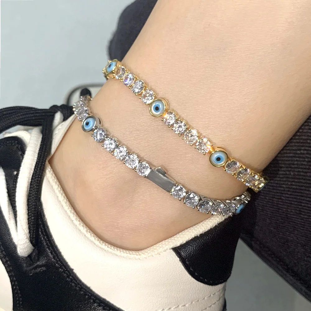 gold plated silver color bracelet anklet fashion eyes tennis anklets for women, White
gold plated silver color bracelet anklet fashion eyes tennis anklets for women, White