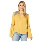 Women Clothing Soft Rayon Fabric Embroidery Long Puff Sleeve Tops Blouses