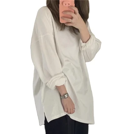 New Women Spring Loose T-Shirts Solid Bottoming Long Sleeve Casual Korean Minimalist Style Triko Tops Tees
New Women Spring Loose T-Shirts Solid Bottoming Long Sleeve Casual Korean Minimalist Style Triko Tops Tees