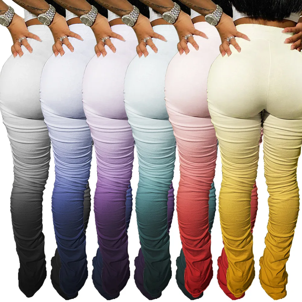 2021 Fashion Women Mid Waist Drawstring Tie Dye Gradient Pleated Stacked Leggings Flared Pants, Yellow,red,black,dark blue,lake green,dark purple
2021 Fashion Women Mid Waist Drawstring Tie Dye Gradient Pleated Stacked Leggings Flared Pants, Yellow,red,black,dark blue,lake green,dark purple