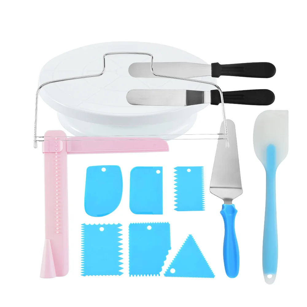 Cake Decorating Supplies Kits Set of 13, Baking Pastry Tool with cake knife, turnplate
Cake Decorating Supplies Kits Set of 13, Baking Pastry Tool with cake knife, turnplate