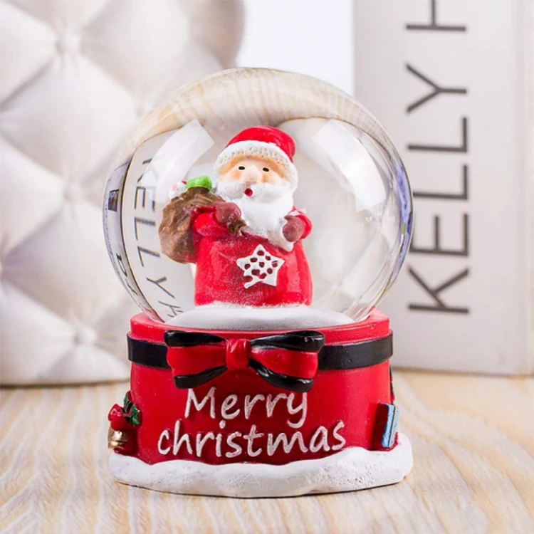 red base snow globes santa clause christmas gift figurine