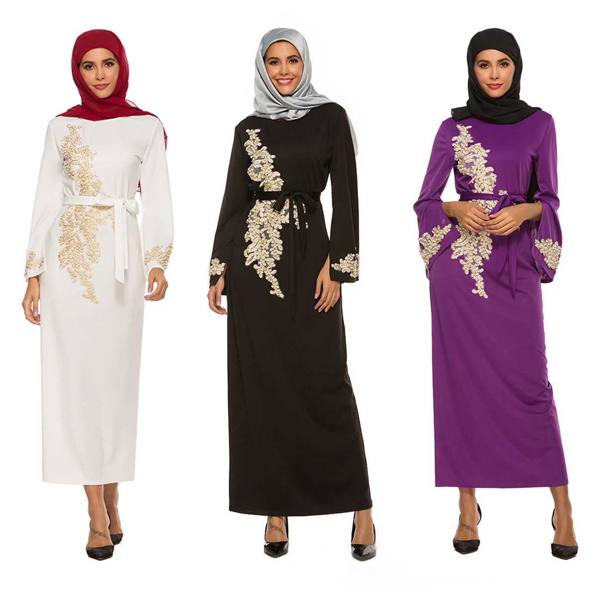 

Diamonds Muslim Abaya Kimono Arabe Kaftan Dubai Hijab Dress Turkey Caftan Islamic Clothing Abayas For Women Ramadan Robe, Color chart/more color consulting customer service