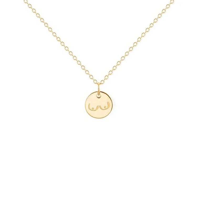 Empowerment Feminist Jewelry Stainless Steel Engraved Disk Breast Boobs Necklace Custom Gold Girl Power Necklace, Gold color
Empowerment Feminist Jewelry Stainless Steel Engraved Disk Breast Boobs Necklace Custom Gold Girl Power Necklace, Gold color