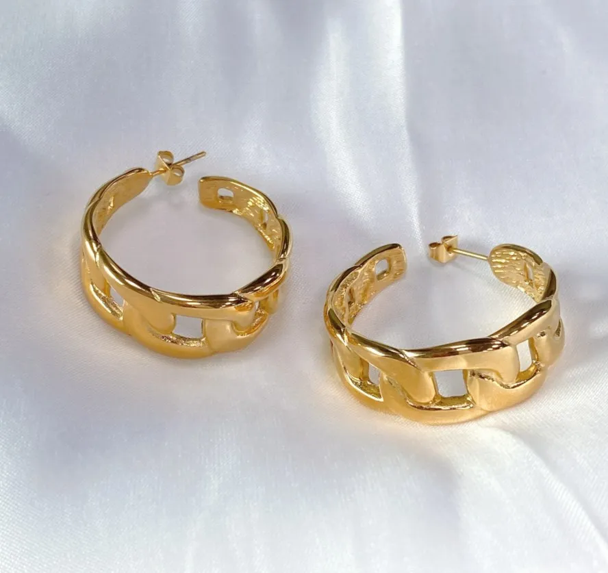 Jewelry Manufacturer Stainless Steel Vintage Chunky Stud Earring Fashion women Earrings Big Curb Chain Hoop Earrings, Gold,rose gold,black and silver
Jewelry Manufacturer Stainless Steel Vintage Chunky Stud Earring Fashion women Earrings Big Curb Chain Hoop Earrings, Gold,rose gold,black and silver