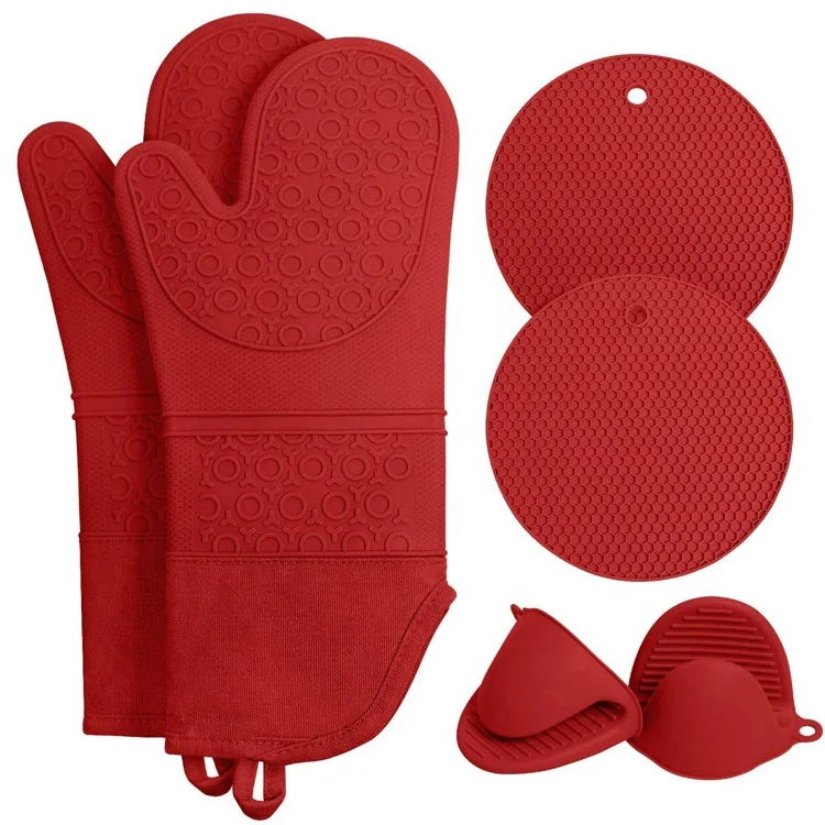 6 Pack Set Extreme Heat Resistant Silicone Gloves Printing BBQ Grill Kitchen Cooking Baking Oven Mittens with Pot Holder, Grey, black, can be customized
6 Pack Set Extreme Heat Resistant Silicone Gloves Printing BBQ Grill Kitchen Cooking Baking Oven Mittens with Pot Holder, Grey, black, can be customized