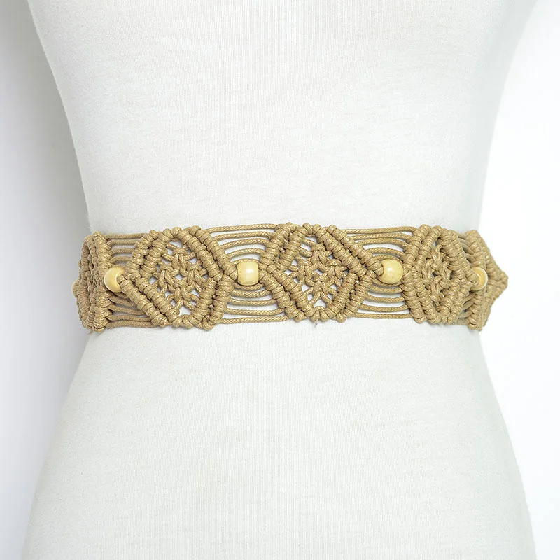 Wholesale new style belt retro pattern handmade wax rope wooden bead woven waist chain ethnic belt
Wholesale new style belt retro pattern handmade wax rope wooden bead woven waist chain ethnic belt