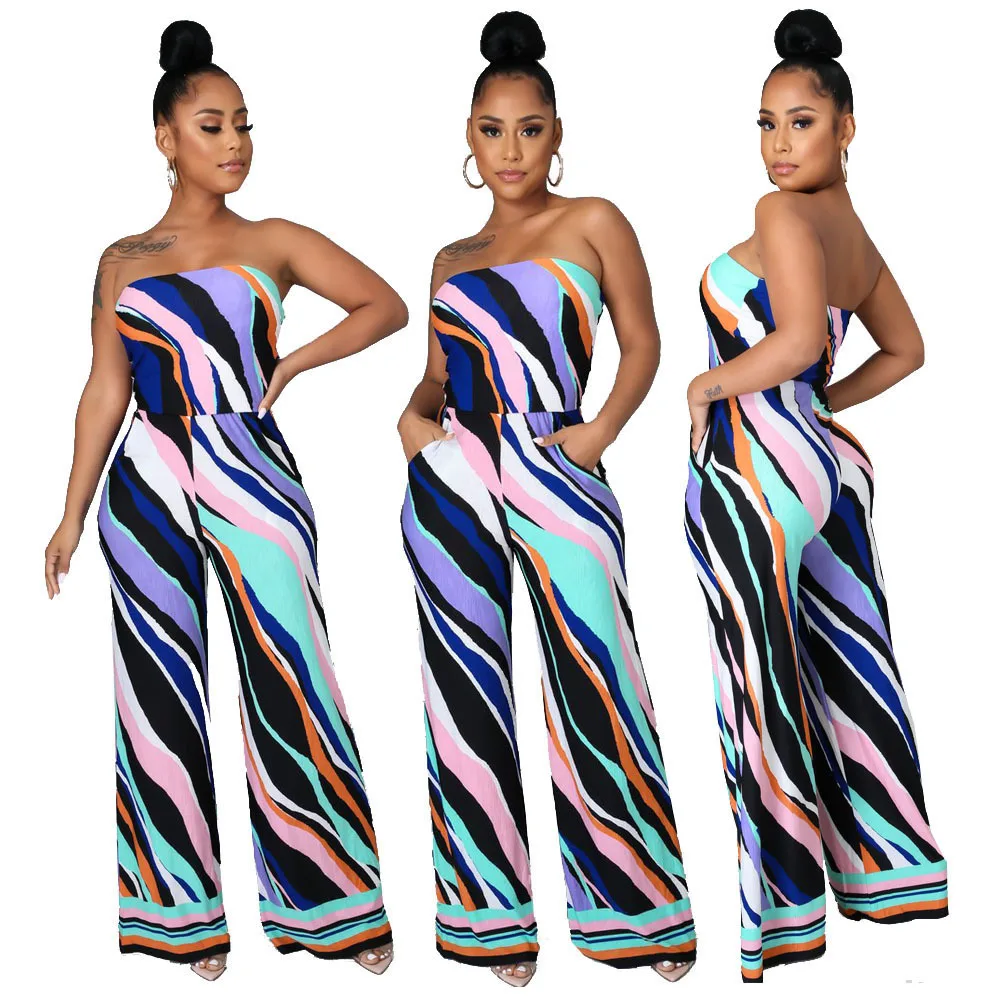 2021 New Arrivals Sexy Casual Fashion Colourful Printed Strapless Wide Leg Pants One Piece Jumpsuits Rompers For Women And Ladie
2021 New Arrivals Sexy Casual Fashion Colourful Printed Strapless Wide Leg Pants One Piece Jumpsuits Rompers For Women And Ladie