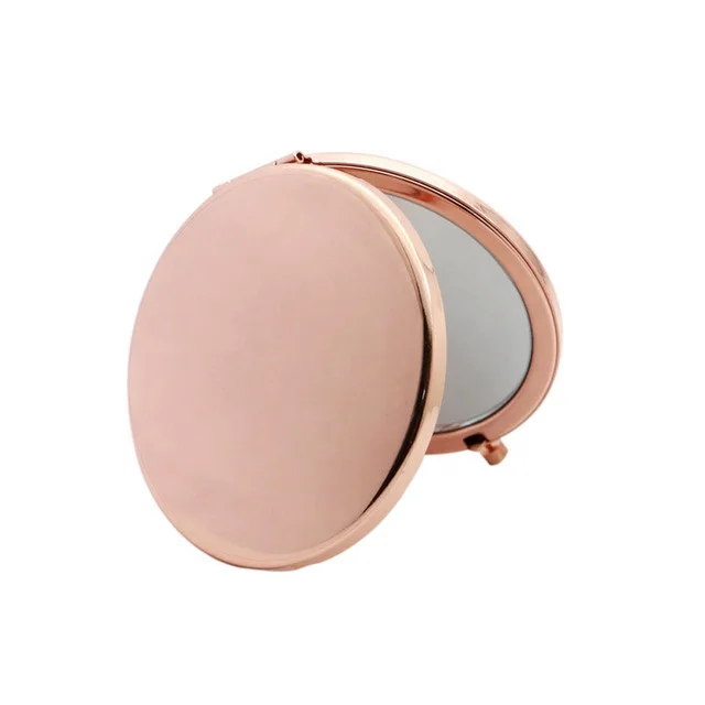 Folded Round Branded Cosmetic Mirror Rose Gold Metal Pocket Mirror personalized pocket mirror, Rose gold , silver , gold, brown 
Folded Round Branded Cosmetic Mirror Rose Gold Metal Pocket Mirror personalized pocket mirror, Rose gold , silver , gold, brown