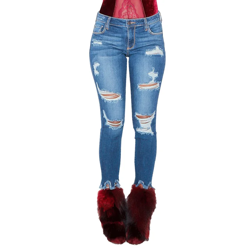 Fashion design female skinny wrinkle ripped crop jeans pencil pants ankle length denim trousers
Fashion design female skinny wrinkle ripped crop jeans pencil pants ankle length denim trousers