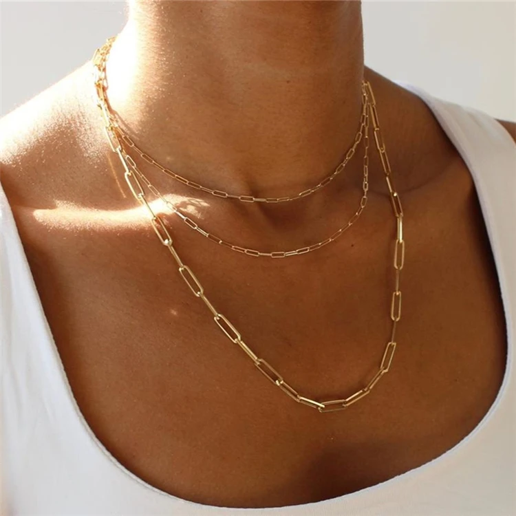 Hot sale layered paperclip necklace stainless steel link chain choker necklace for women
Hot sale layered paperclip necklace stainless steel link chain choker necklace for women