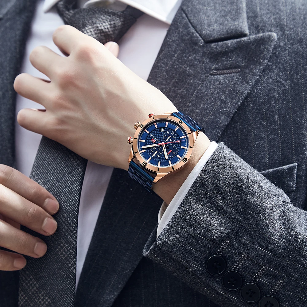 Mini Focus 0283G High Quality Men Quartz Watch Stainless Steel