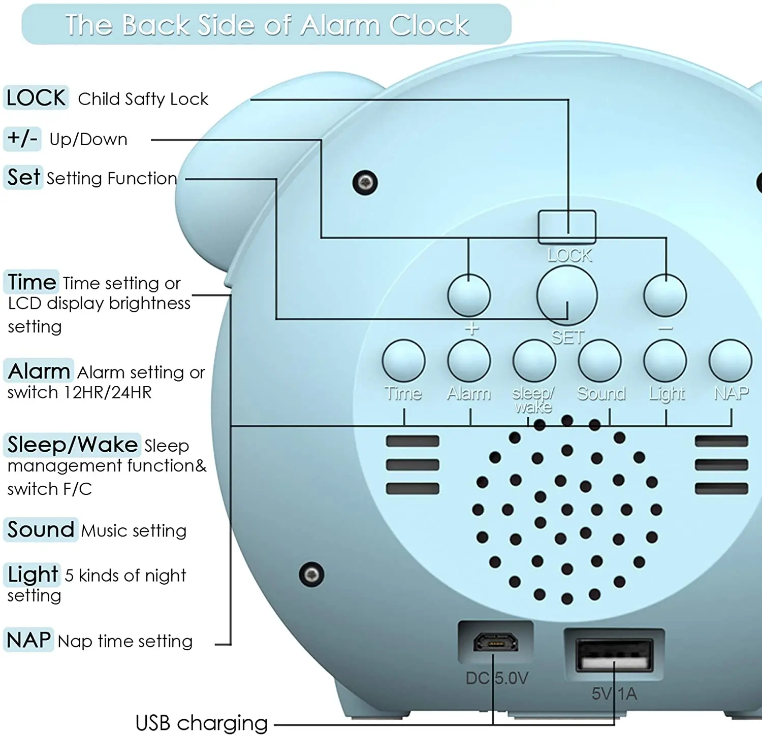Amazon Hot Usb Charging Baby Children Sleep Training Alarm Clock Night Lights Led with Wake Up Light for Kids