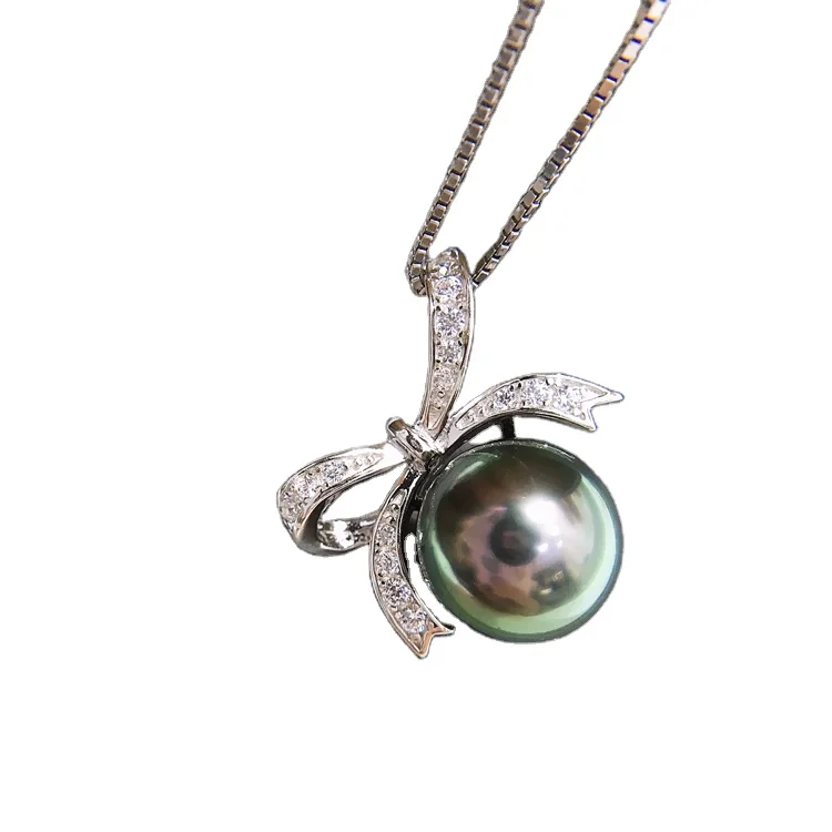 Natural Tahitian Black Pearl necklace 925 sterling silver jewelry bowknot Necklace accessories women real pearl jewelry
Natural Tahitian Black Pearl necklace 925 sterling silver jewelry bowknot Necklace accessories women real pearl jewelry