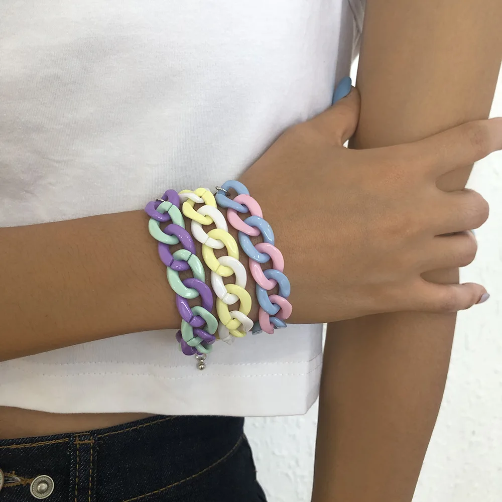 European and American simple candy color bracelet acrylic sweet fashion accessories girl heart personality resin bracelet, Picture shows
European and American simple candy color bracelet acrylic sweet fashion accessories girl heart personality resin bracelet, Picture shows