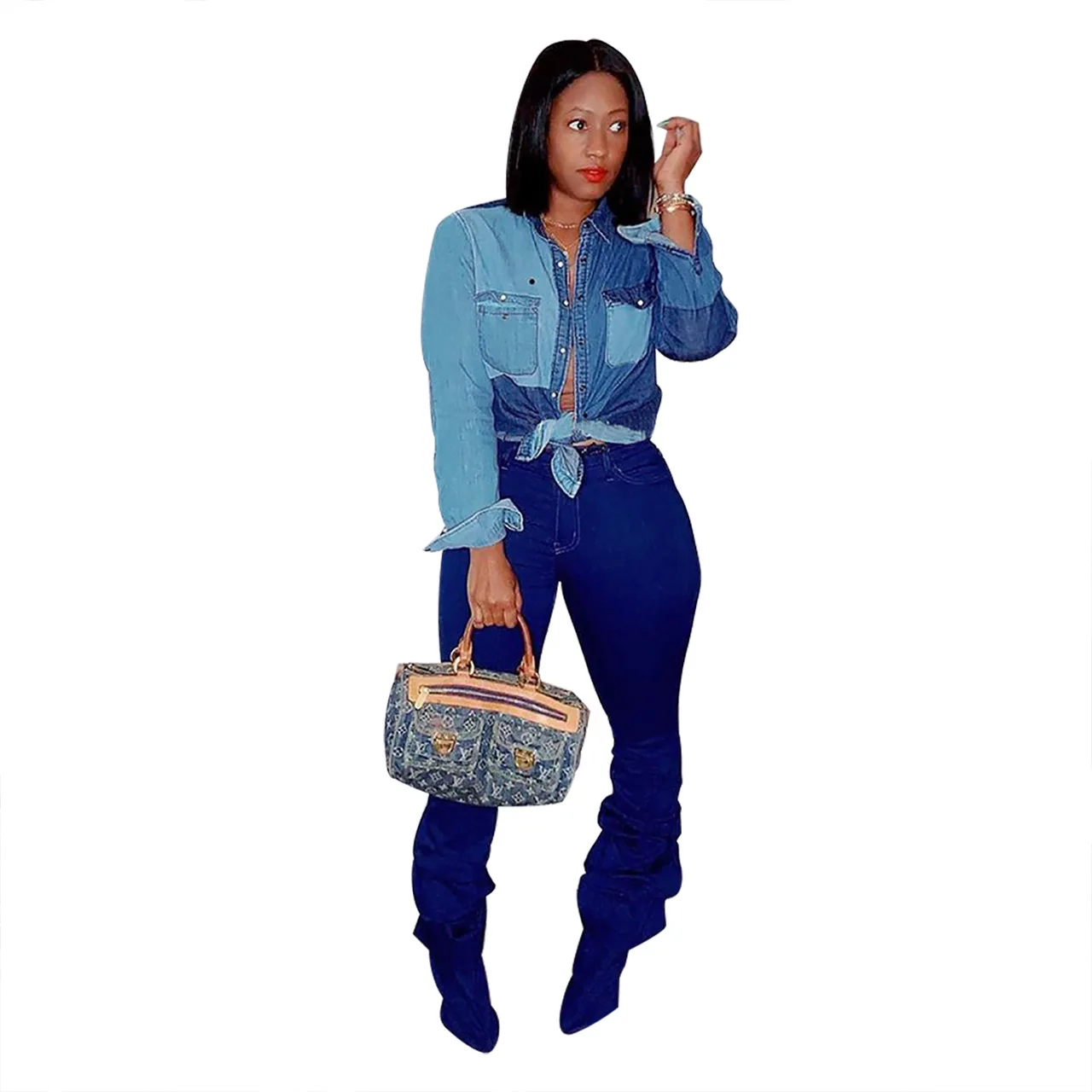 Women Jeans Tops for Ladies Color Stitching Print Work Shirt Blouse Long Sleeve Fashionable Winter Autumn Fall Top
Women Jeans Tops for Ladies Color Stitching Print Work Shirt Blouse Long Sleeve Fashionable Winter Autumn Fall Top