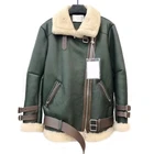 Wholesale Motorcycle Safety Sheep Leather Jacket for Ladies Sheep Fur Shearling Coat Zipper Real Fur Jacket Women