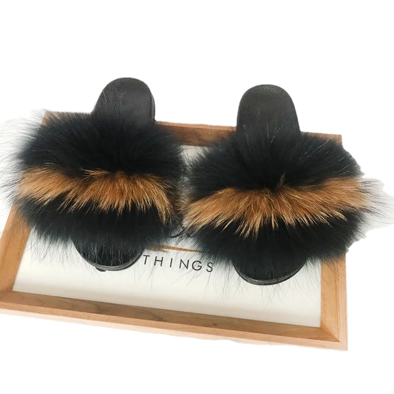 2021 new deluxe plush real faux fox fur sliding indoor children women's sandals raccoon fur slippers wholesale custom, Picture
2021 new deluxe plush real faux fox fur sliding indoor children women's sandals raccoon fur slippers wholesale custom, Picture