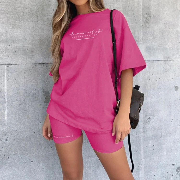 Oversized Crewneck Womens Dropped Shoulder T Shirt 2 Piece Set Solid Women Lounge Wear Sets Summer Women's Biker Shorts Set
Oversized Crewneck Womens Dropped Shoulder T Shirt 2 Piece Set Solid Women Lounge Wear Sets Summer Women's Biker Shorts Set