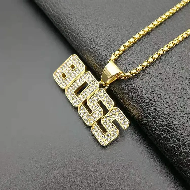 Best Selling Gold Plated BOSS Initial Letter Necklace Pendant Iced Out Full Crystal Titanium Steel BOSS Alphabet Pendant
Best Selling Gold Plated BOSS Initial Letter Necklace Pendant Iced Out Full Crystal Titanium Steel BOSS Alphabet Pendant