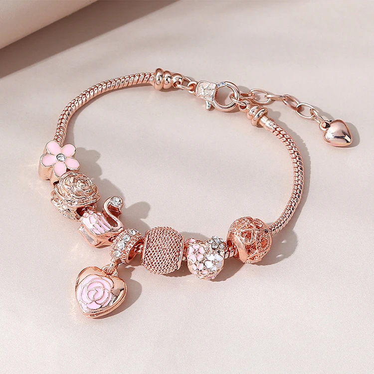 Wholesale Oil Drop Flower Charm Bracelet Rose Gold Rhinestone Crystal Flower Heart Charm Bracelet, As picture
Wholesale Oil Drop Flower Charm Bracelet Rose Gold Rhinestone Crystal Flower Heart Charm Bracelet, As picture