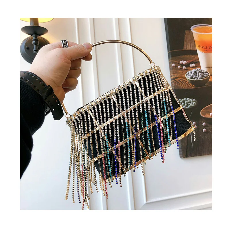Colour Rhinestone Tassel Evening Clutch bag Women 2020 European Luxury Diamond Shoulder Bag Ladies Alloy Metal Cage Basket Purse
Colour Rhinestone Tassel Evening Clutch bag Women 2020 European Luxury Diamond Shoulder Bag Ladies Alloy Metal Cage Basket Purse