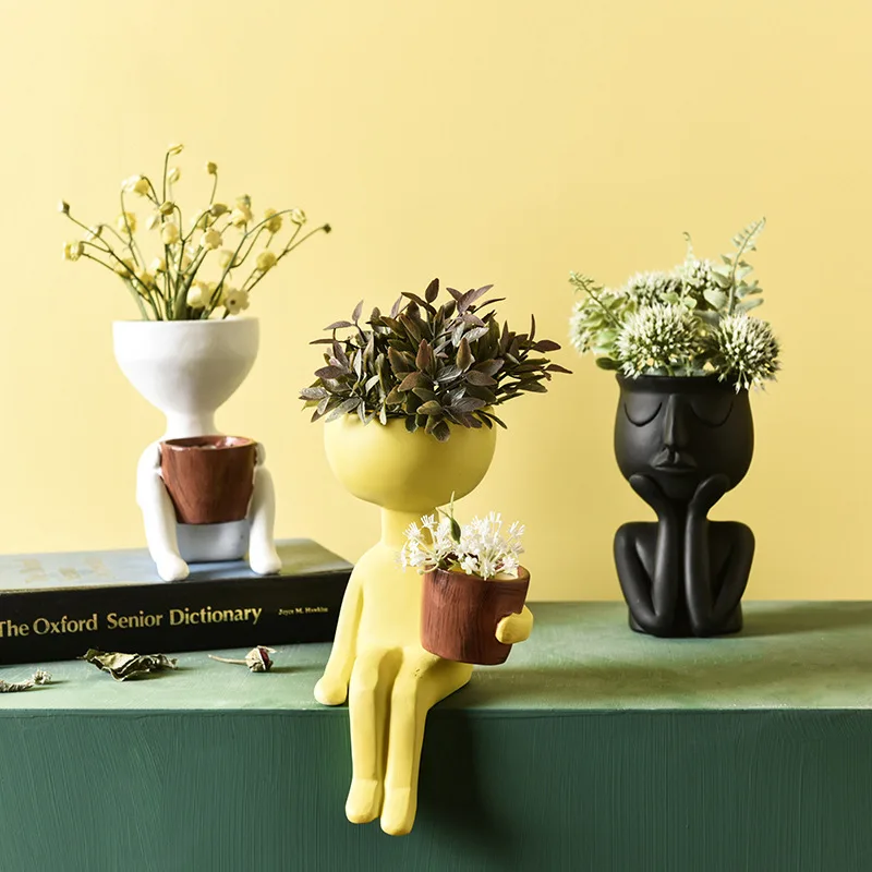 Nordic Human Head Oranament decorative Desktop Resin Portrait Flower Pot Art Vase Home Decor Succulents Head Shape Vase, As photo
Nordic Human Head Oranament decorative Desktop Resin Portrait Flower Pot Art Vase Home Decor Succulents Head Shape Vase, As photo