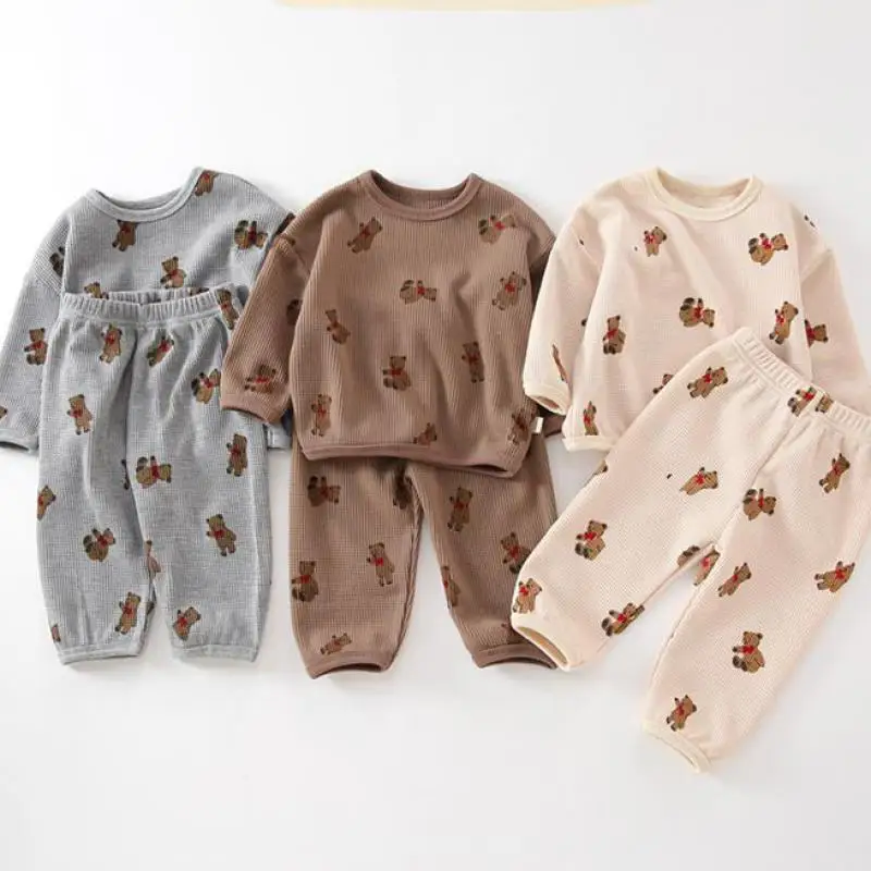 2022 Spring Autumn Newborn Neutral Waffle Suit Infant Cartoon Bear Print Baby Clothes Set Toddler Pajamas Set Kids Clothing Sets
2022 Spring Autumn Newborn Neutral Waffle Suit Infant Cartoon Bear Print Baby Clothes Set Toddler Pajamas Set Kids Clothing Sets