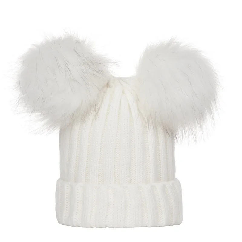 0-24 Months Baby Hats Newborn Infant Beanie with faux Fur Pom Pom Winter
