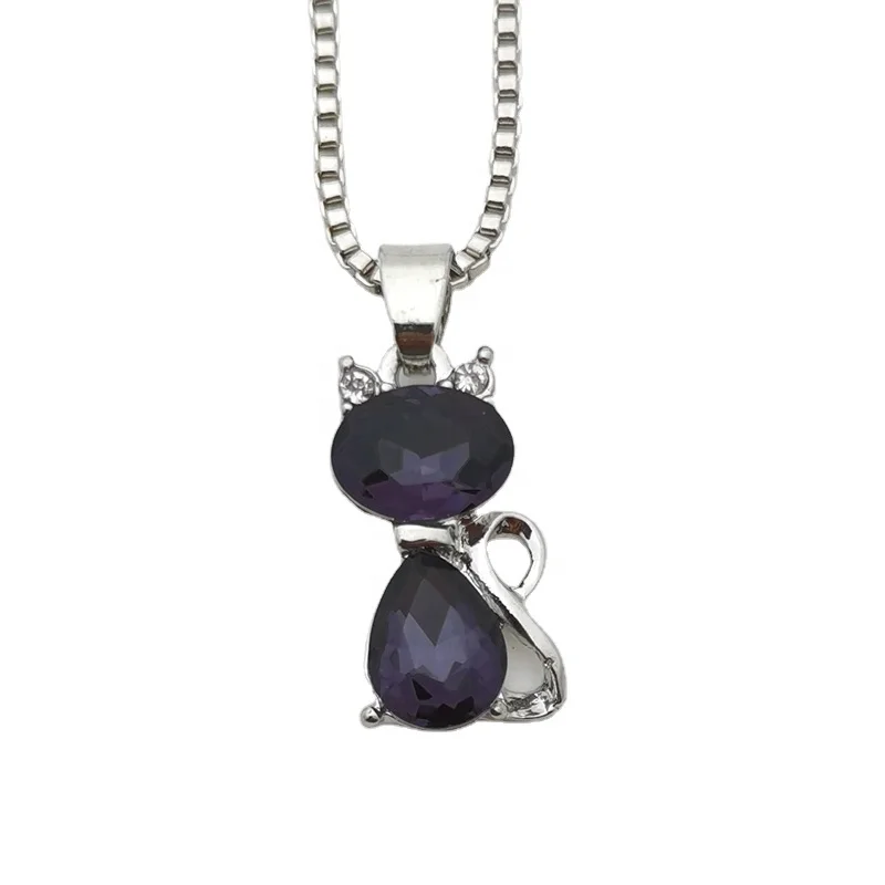 Cat Charm Pendant Fashionable Necklace Sparkling Crystal 18" Box Style Chain Unique Gift and Souvenir Purple Crystal
Cat Charm Pendant Fashionable Necklace Sparkling Crystal 18" Box Style Chain Unique Gift and Souvenir Purple Crystal