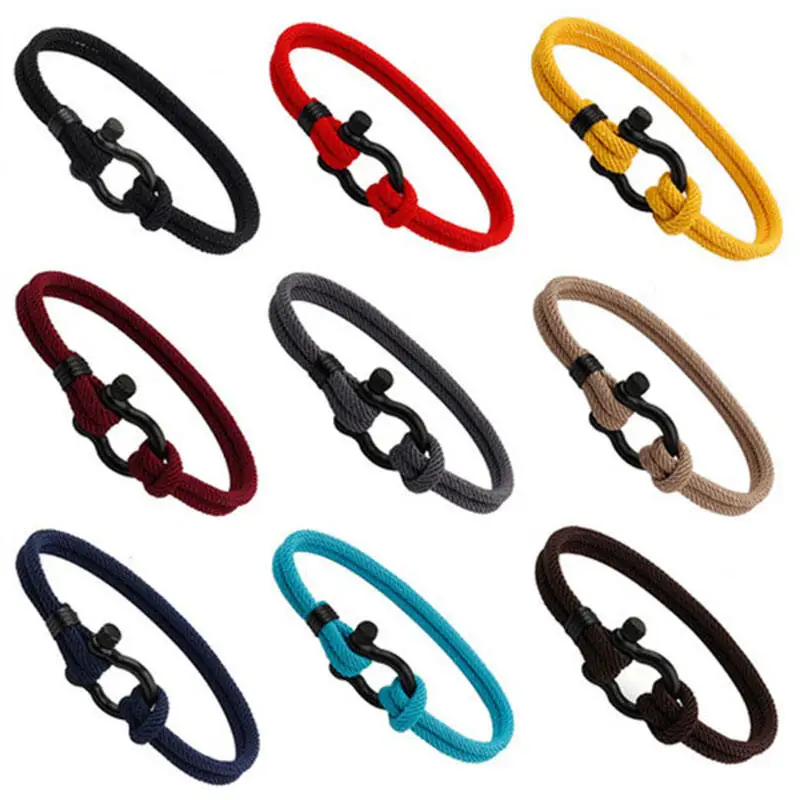 Simple classic fashion stainless steel black horseshoe clasp wire wrapped Rope string bracelets and bangles
Simple classic fashion stainless steel black horseshoe clasp wire wrapped Rope string bracelets and bangles