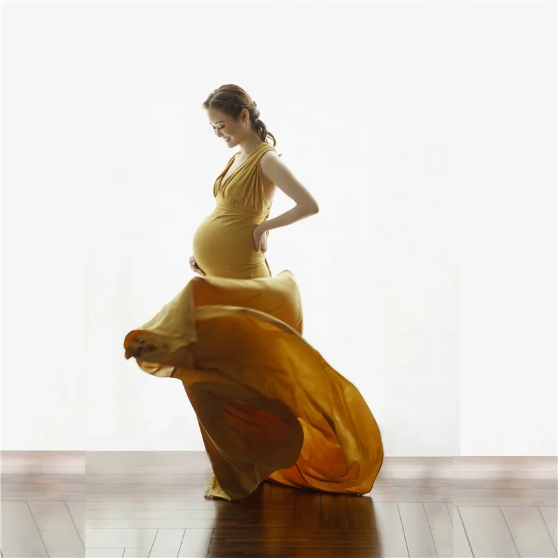 Forması Slim Fit hamile elbisesi Fotoğrafçılık Için Yumuşak V Yaka Hamile Kıyafetleri Seksi Hamile Elbisesi Fotoğraf Çekimi için