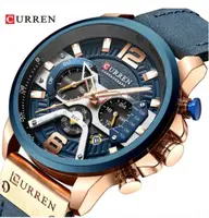 

CURREN 8329 accurate custom face man quartz watch low cost Genuine Leather Strap water resist Chrono 24 hour sports watch kit