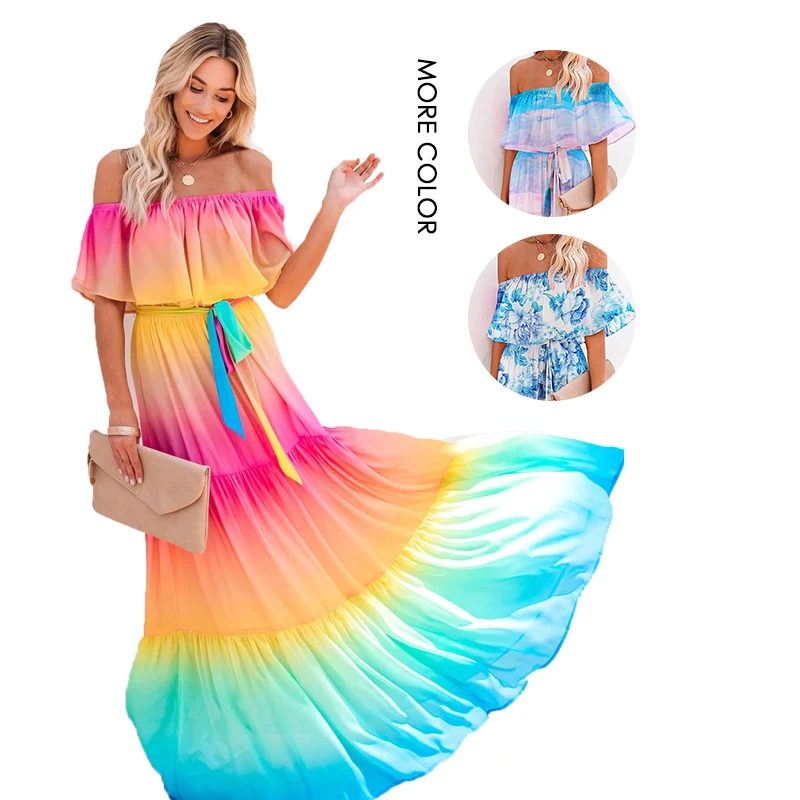 2021 New Fashion Ladies Off Shoulder Tie-dye Gradient Holiday Maxi Dresses Women, Customized womens casual dress
2021 New Fashion Ladies Off Shoulder Tie-dye Gradient Holiday Maxi Dresses Women, Customized womens casual dress