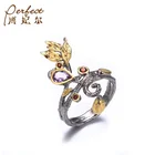 Flower Amethyst Garnet Stone 925 Sterling Silver Jewelry Ring for Girl