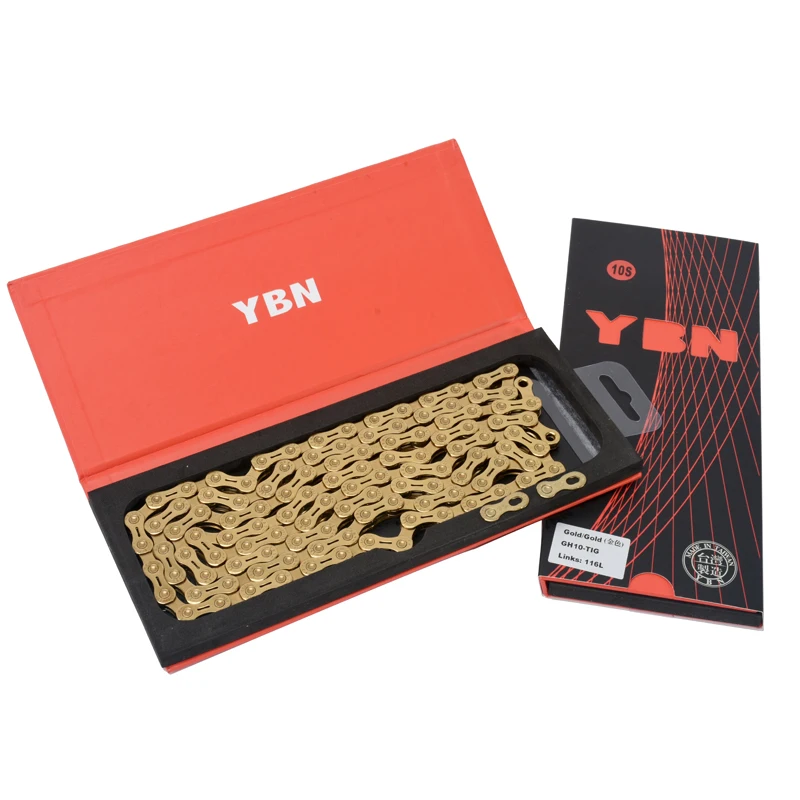 YBN semi-hollow ultralight golden bicycle chain 10 11 speed MTB road cycle bicycle bike shift chain
YBN semi-hollow ultralight golden bicycle chain 10 11 speed MTB road cycle bicycle bike shift chain