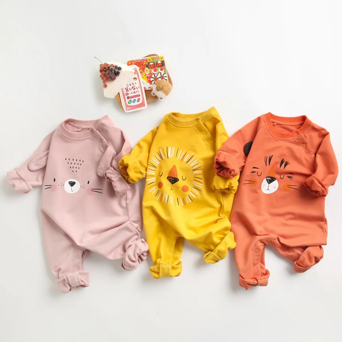 Spring Autumn Cotton Long Sleeve Animal Print Baby Rompers