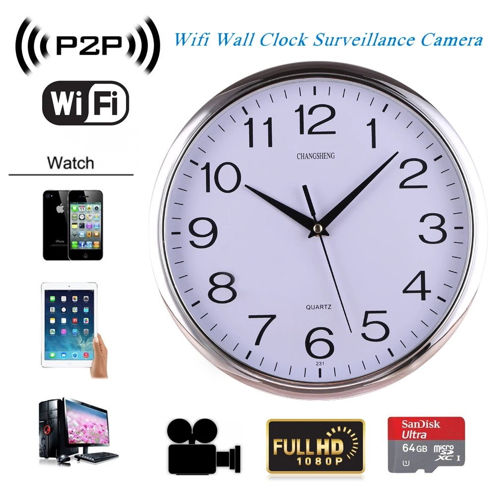 1080P Wall Clock Hidden Camera Massage Home Security Wifi Nanny Cam Video Recorder Camera With Motion Detection