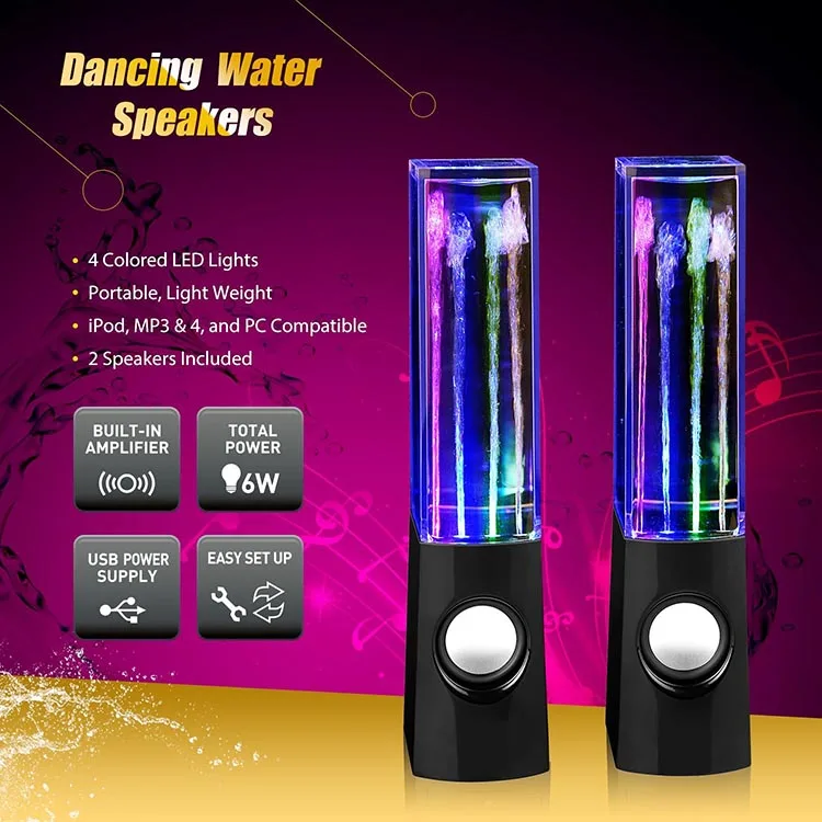 Factory wholesale Luxury water dancing speaker LED creative audio computer Speakers stereo sound, Black,white
Factory wholesale Luxury water dancing speaker LED creative audio computer Speakers stereo sound, Black,white