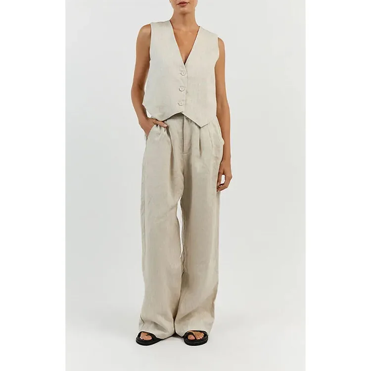 Summer New Cotton Linen Casual Set Vest Wide Leg Pants Fashion Casual Set for Women
Summer New Cotton Linen Casual Set Vest Wide Leg Pants Fashion Casual Set for Women