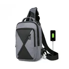High Quality Waterproof Designer Outdoor Mens Splicing Cross Body Sling Pack Satchel Crossbody Shoulder Chest Bag With USB Port