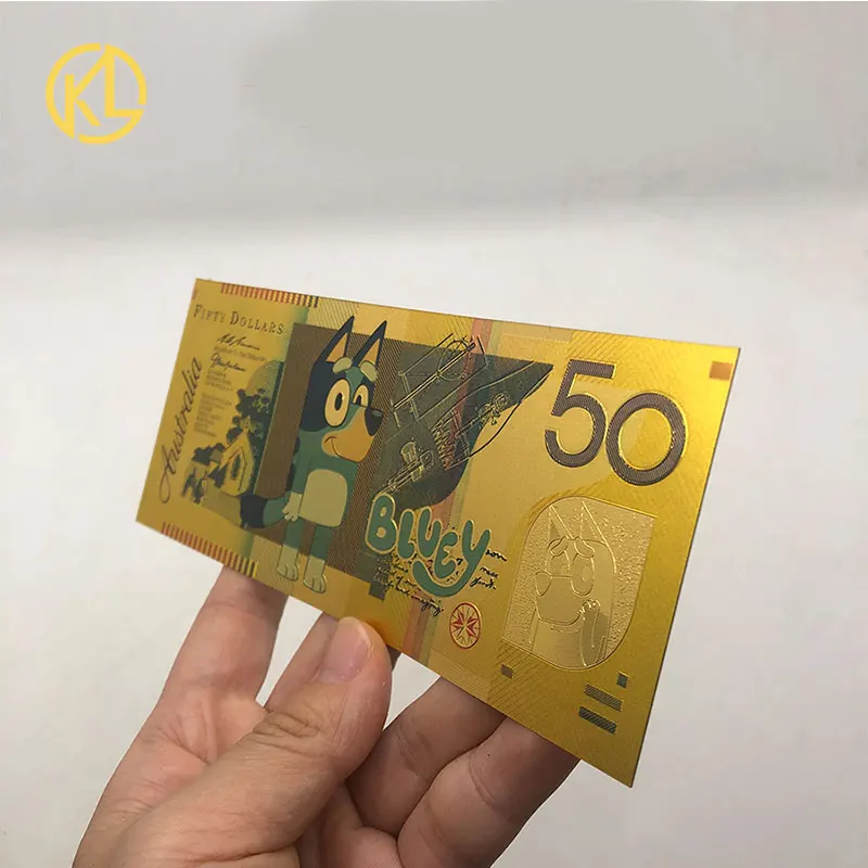 

Australia Cartoon Cute Dog Gold Banknote 50 dollar bill Banknote Collection For Kids Gift