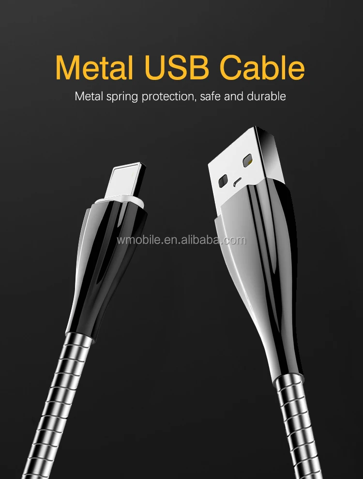 High Speed Metal Spring Micro Usb Charging Cable For Iphone For All Smart Phones - ANKUX.COM
