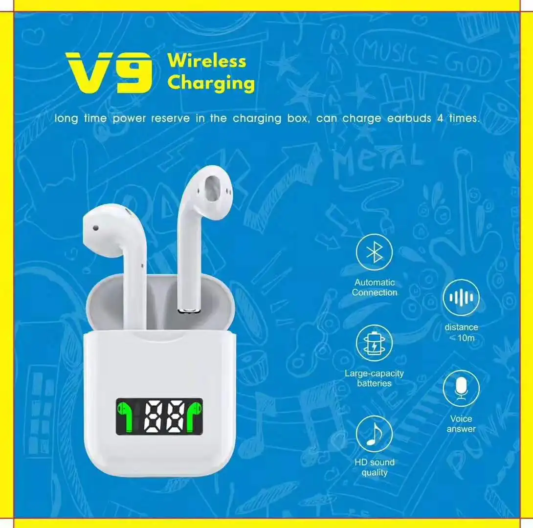 V9 V5.0 Touch with Popup Window True Headphones Wireless Stereo Earbuds Wireless Earphone wireless charging V9 earphone - ANKUX.COM