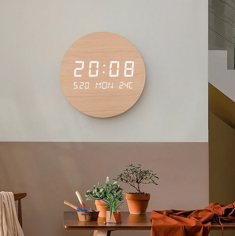 New Design 10 Inch Led Digital Display Week And Month Automatic Light Sensitivity Wooden Wall Clock Modern For Home Decor
New Design 10 Inch Led Digital Display Week And Month Automatic Light Sensitivity Wooden Wall Clock Modern For Home Decor