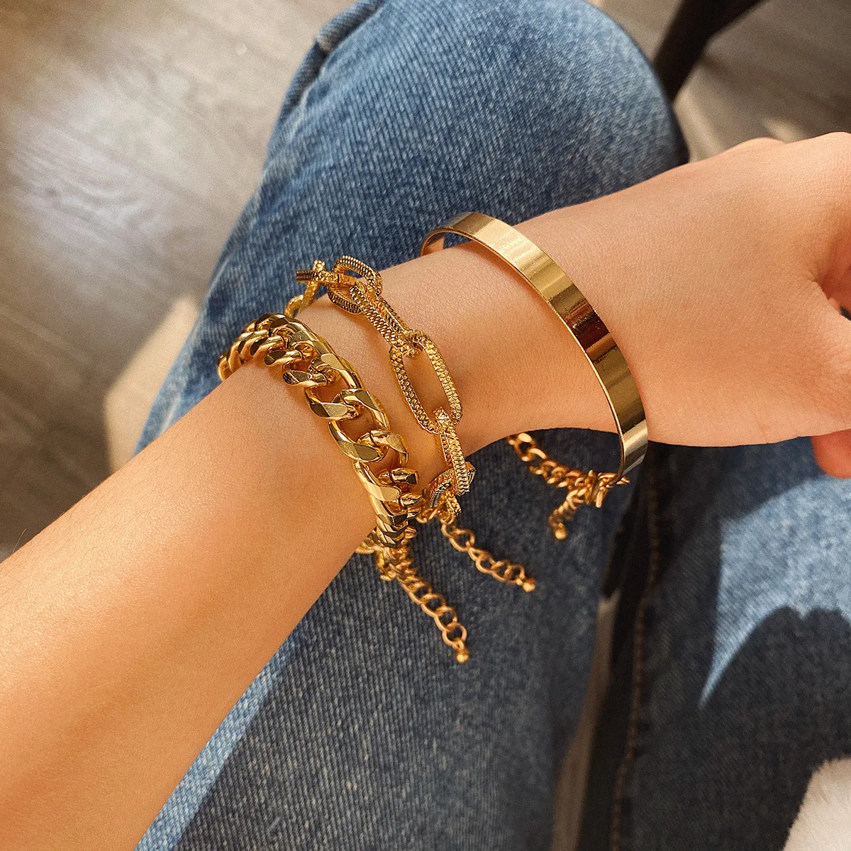 Punk Hips Hops Gold Plated Bracelets Bangles Set Gold Link Chain Charm Bracelet For Women Jewelry Accessories
Punk Hips Hops Gold Plated Bracelets Bangles Set Gold Link Chain Charm Bracelet For Women Jewelry Accessories
