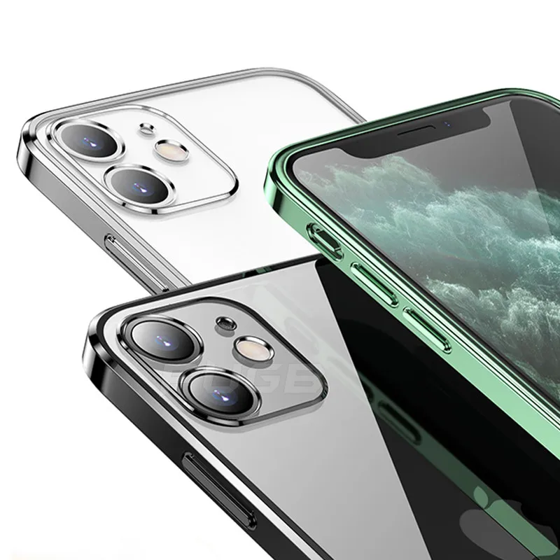 Square Frame Plating TPU Transparent Case for iPhone 12 11 Pro Max Mini iPhone X XR XS 7 8 Plus SE 2020 Soft Clear Back Cover
Square Frame Plating TPU Transparent Case for iPhone 12 11 Pro Max Mini iPhone X XR XS 7 8 Plus SE 2020 Soft Clear Back Cover