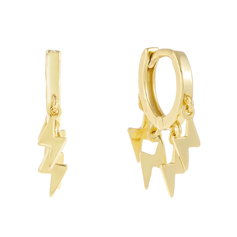 925 Sterling Silver Gold Plated Lightning Dangle Hoop earrings With Cubic Zircon For Woman Fashion Earrings
925 Sterling Silver Gold Plated Lightning Dangle Hoop earrings With Cubic Zircon For Woman Fashion Earrings